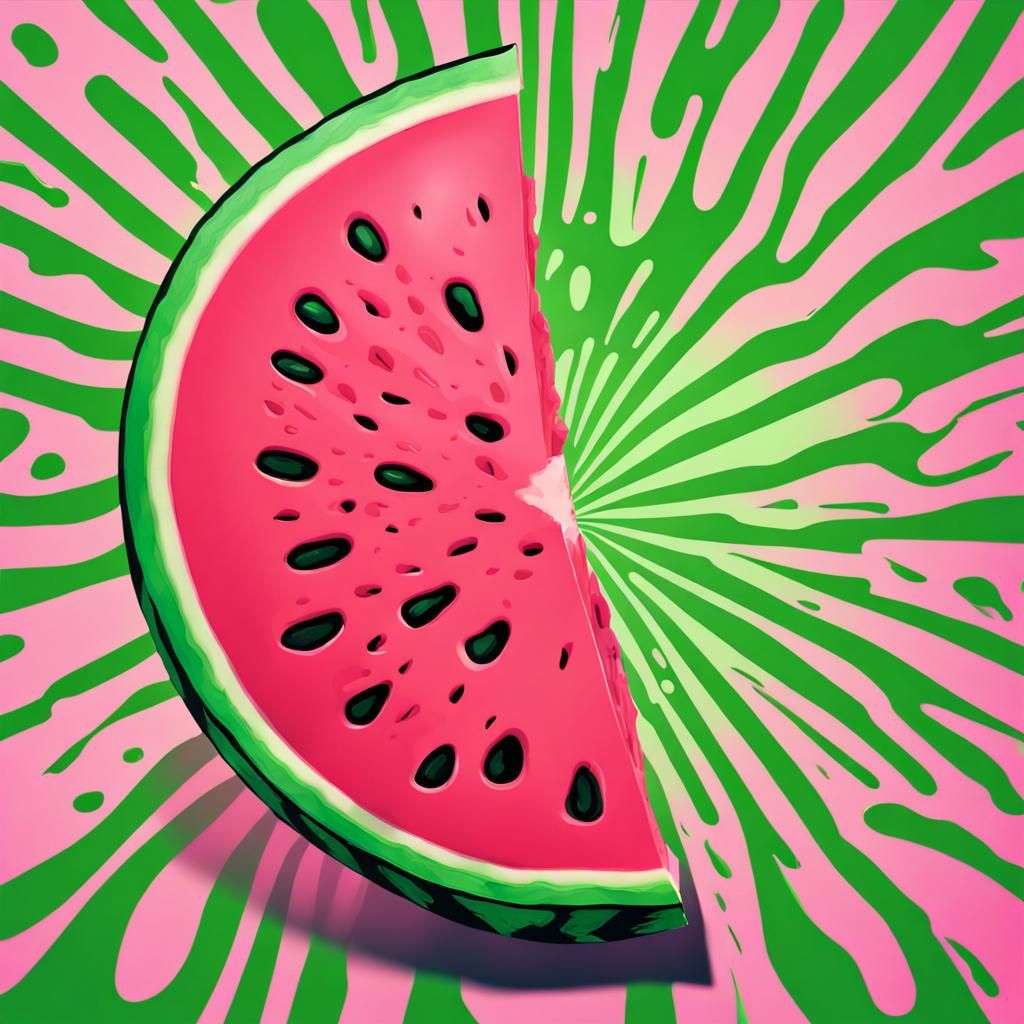 Vibrant Pop Art Watermelon Slice in Hyperrealism