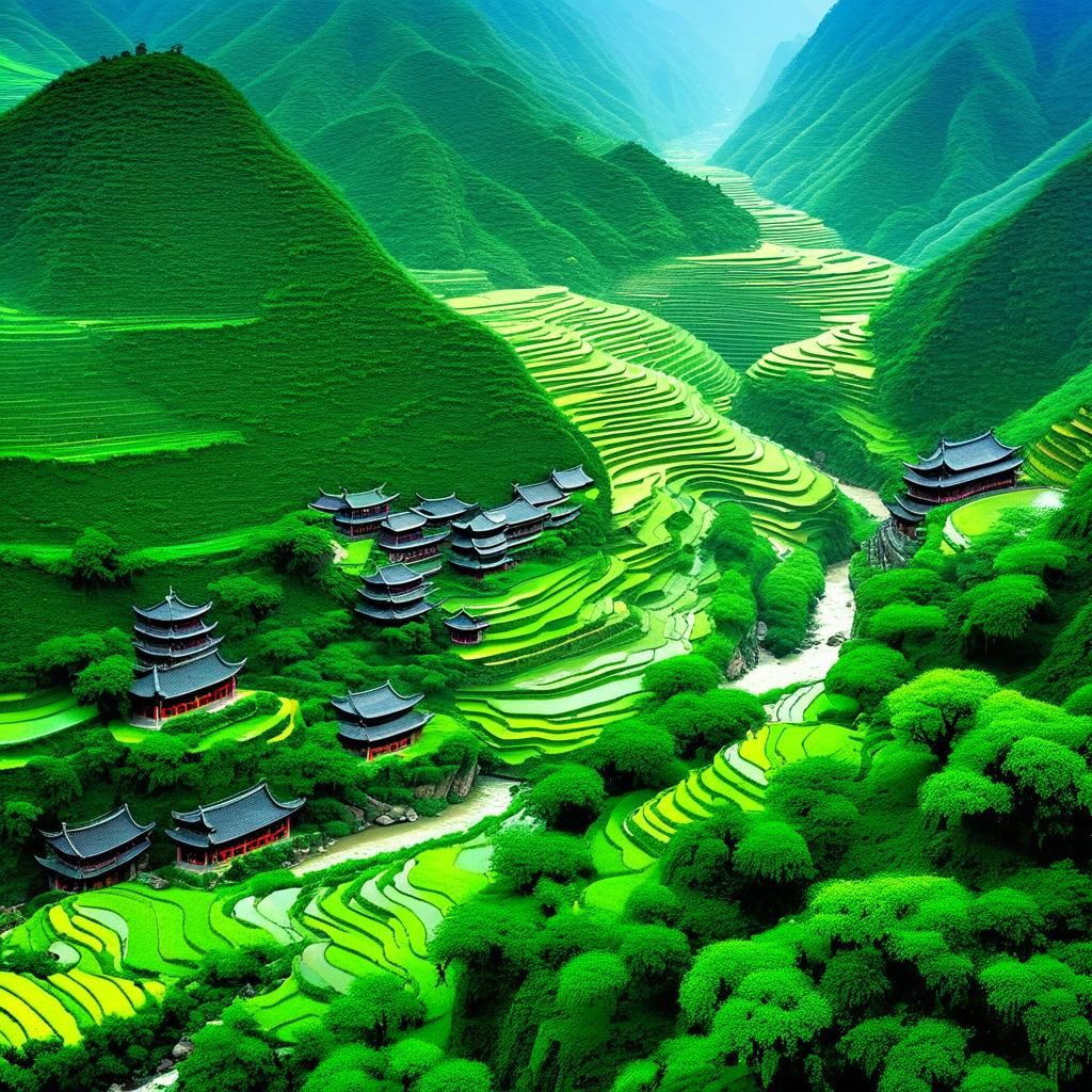 Scenic Wangxian Valley Architecture in Hunan, China