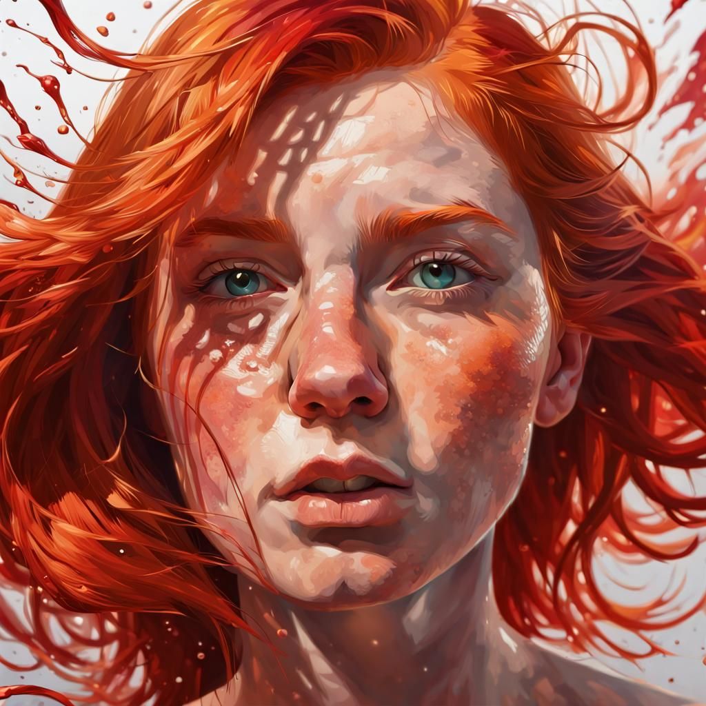 Hyperrealistic Redheads in Splash Art Style