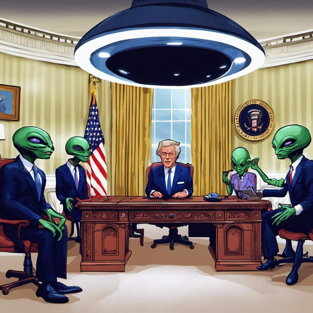 Aliens Hold Meeting in Oval Office