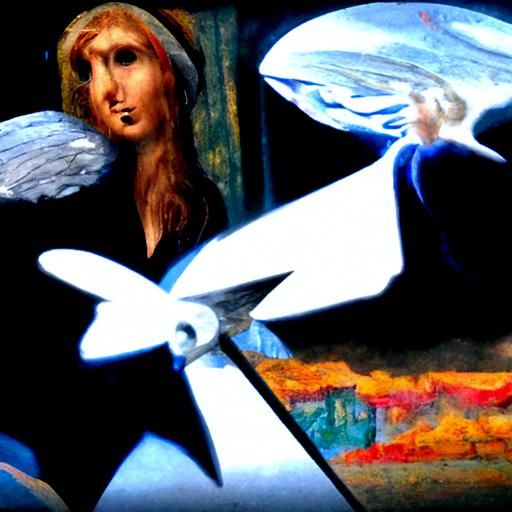 Angels save the world action painting futurism gothic art po...