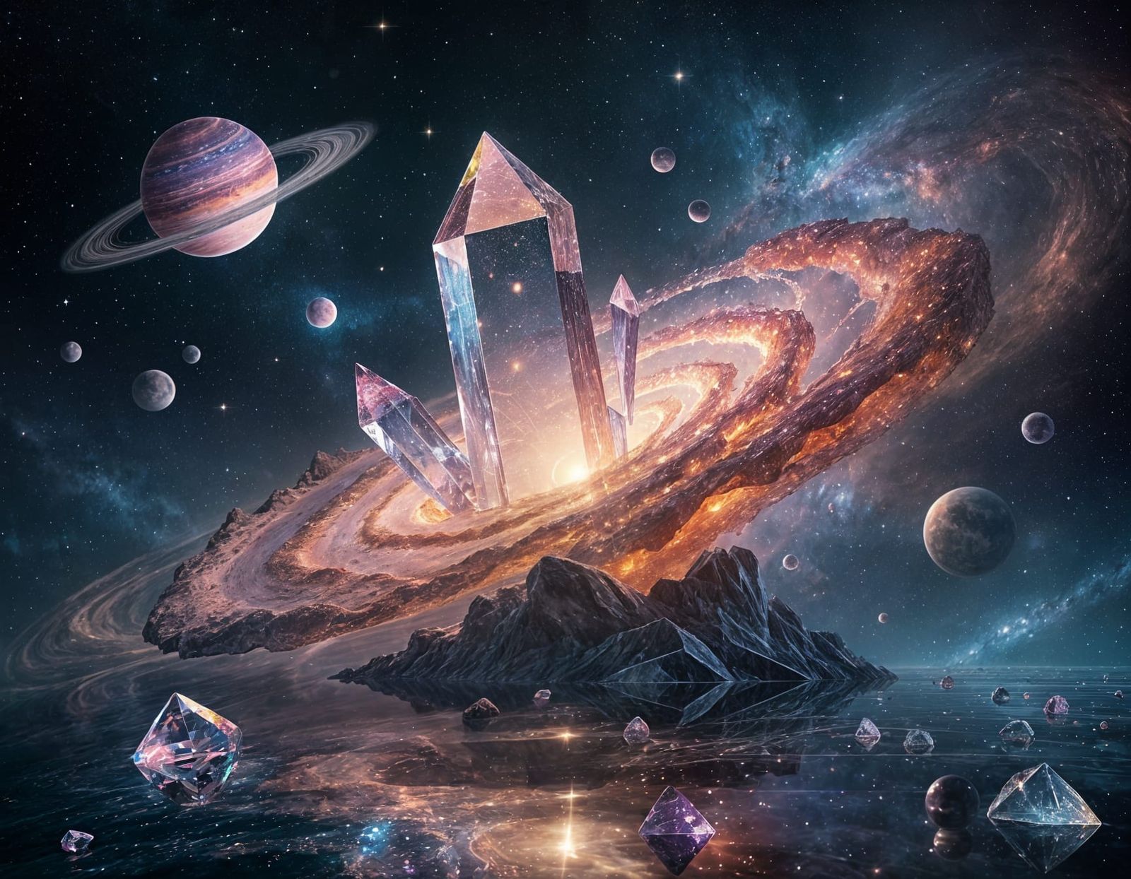 Rose Quartz Galaxy with Crystalline Galactic Core