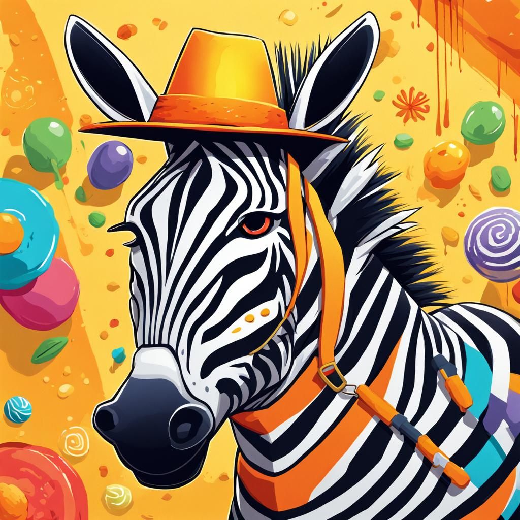 Cartoon Zebra in Donkey Costume: Vivid Digital Art