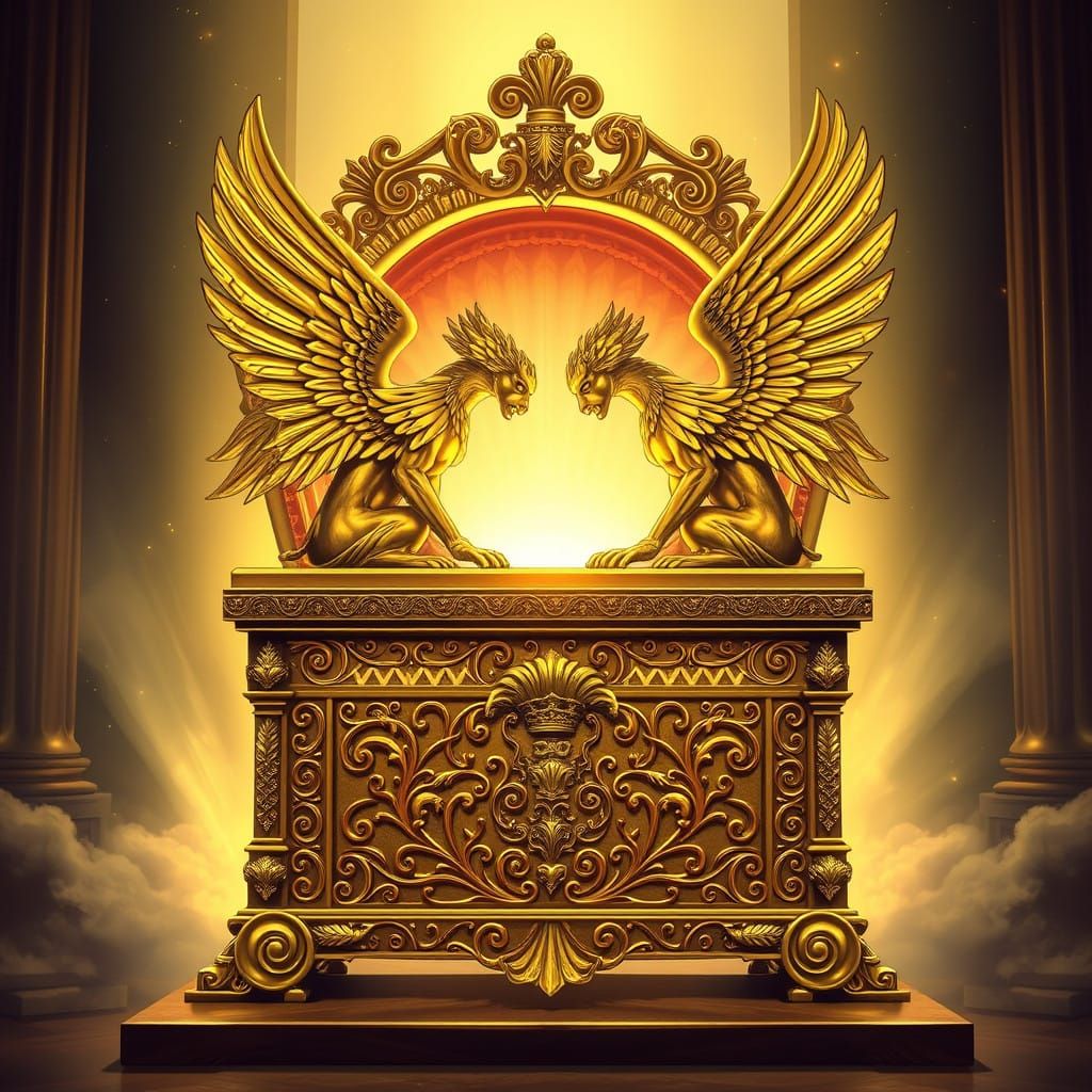 Golden Ark of Biblical Proportions in a Celestial Atmosphere