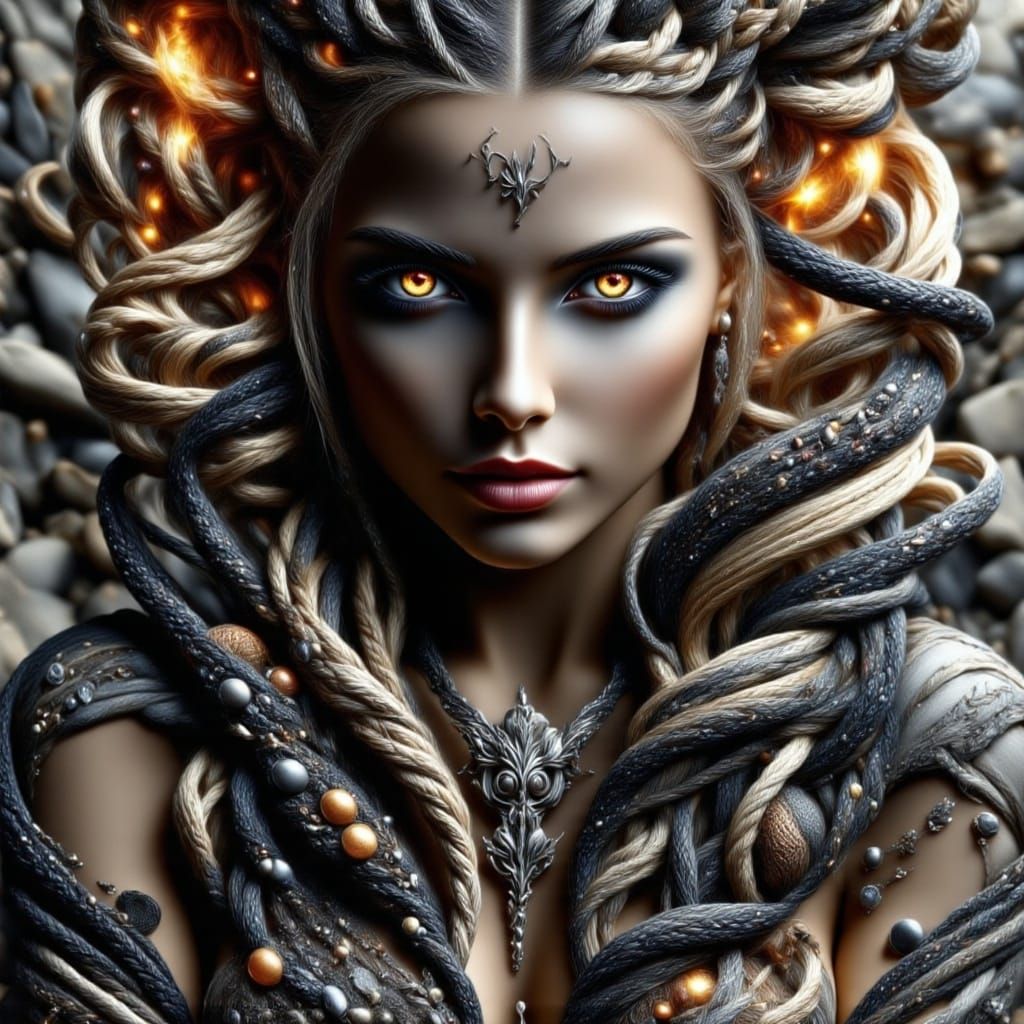 Supervillain Lair Flyover With Robots and Fiery Villainess