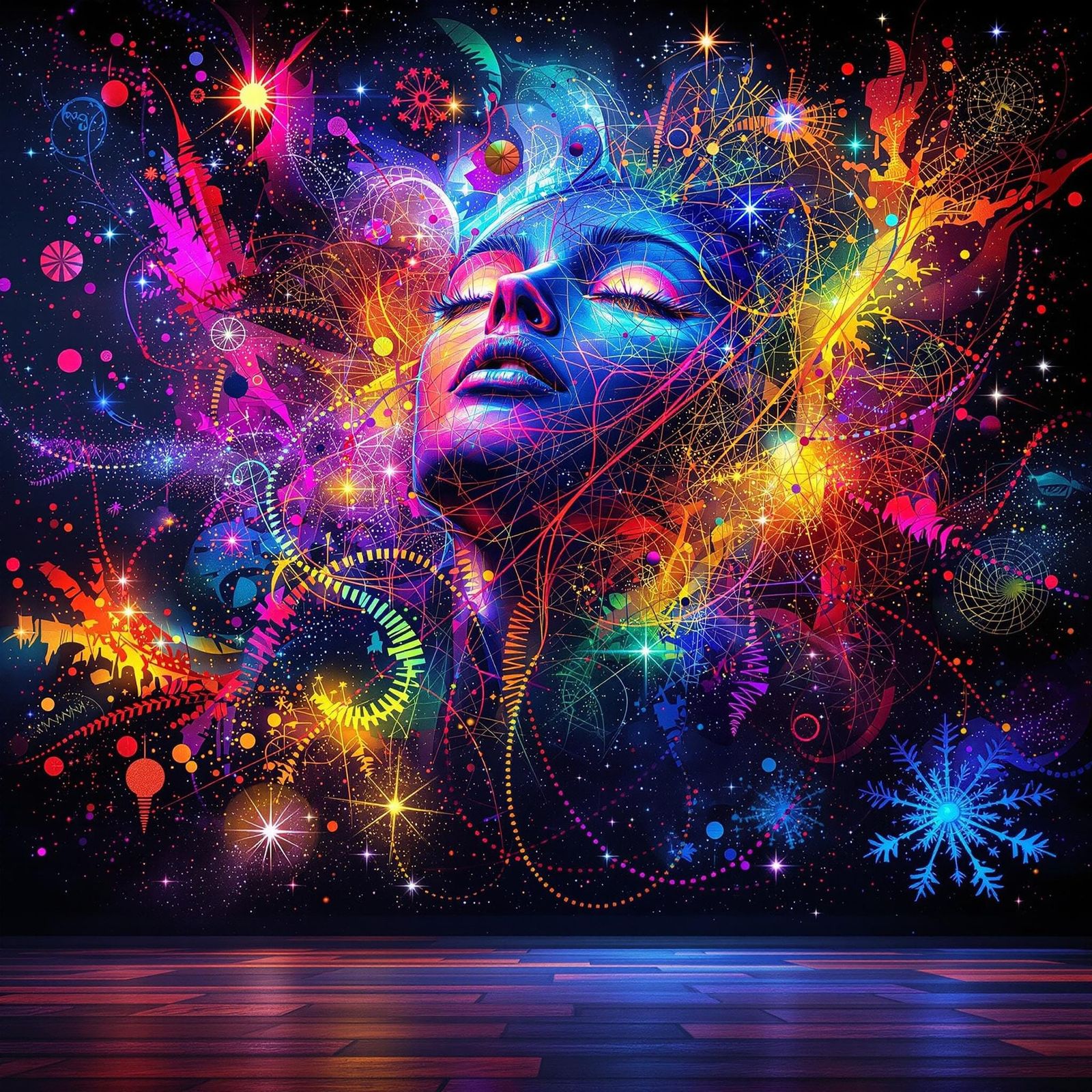 Vibrant AI Wall Art with Dramatic Lighting