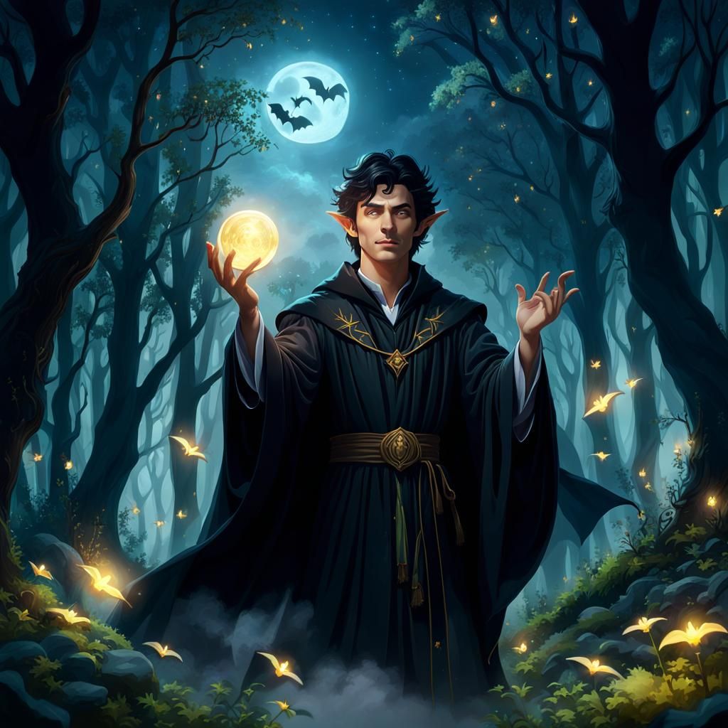 Handsome Elf Wizard Performing Arcane Magic