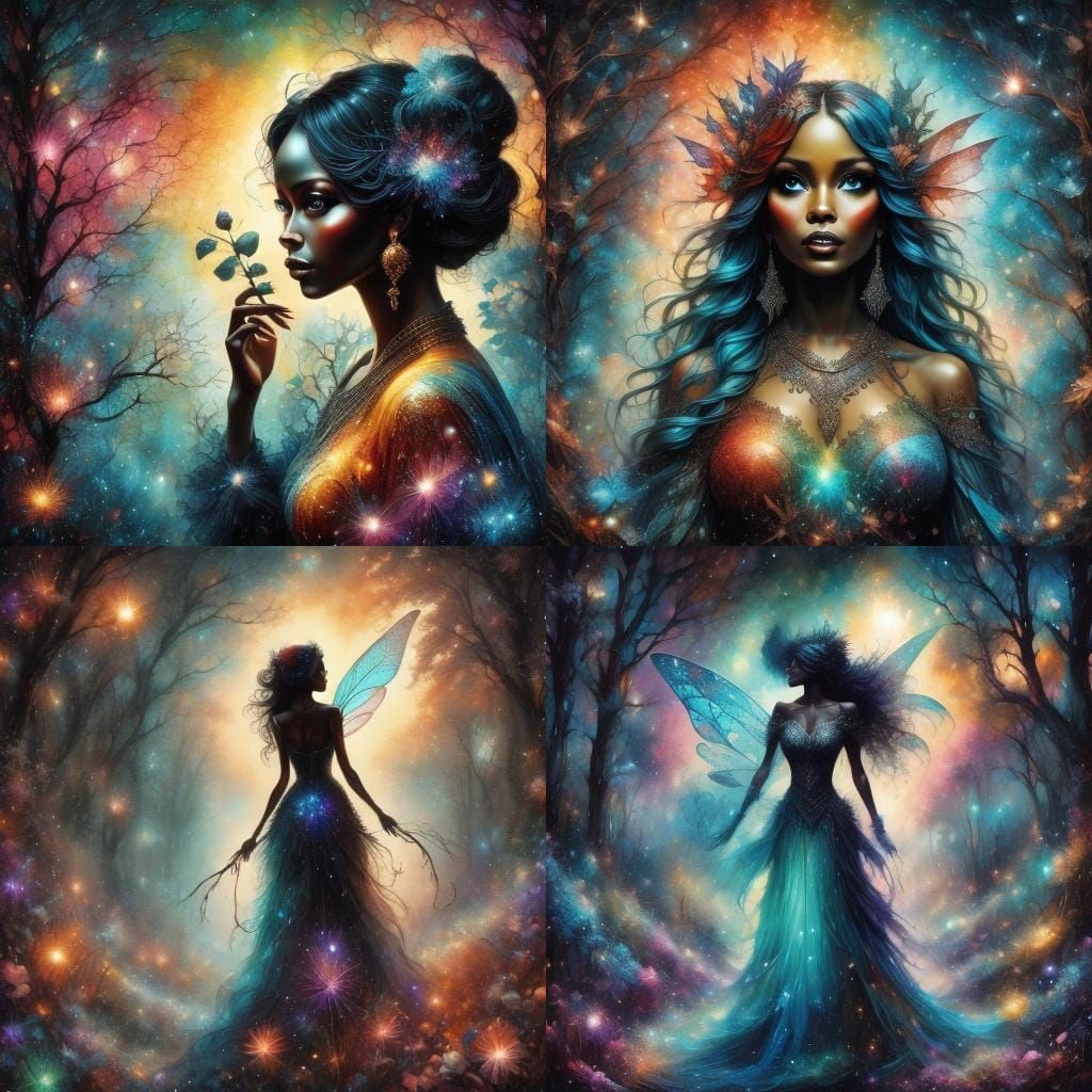 Enchanted Forest Fairy with Alcohol Ink Effect