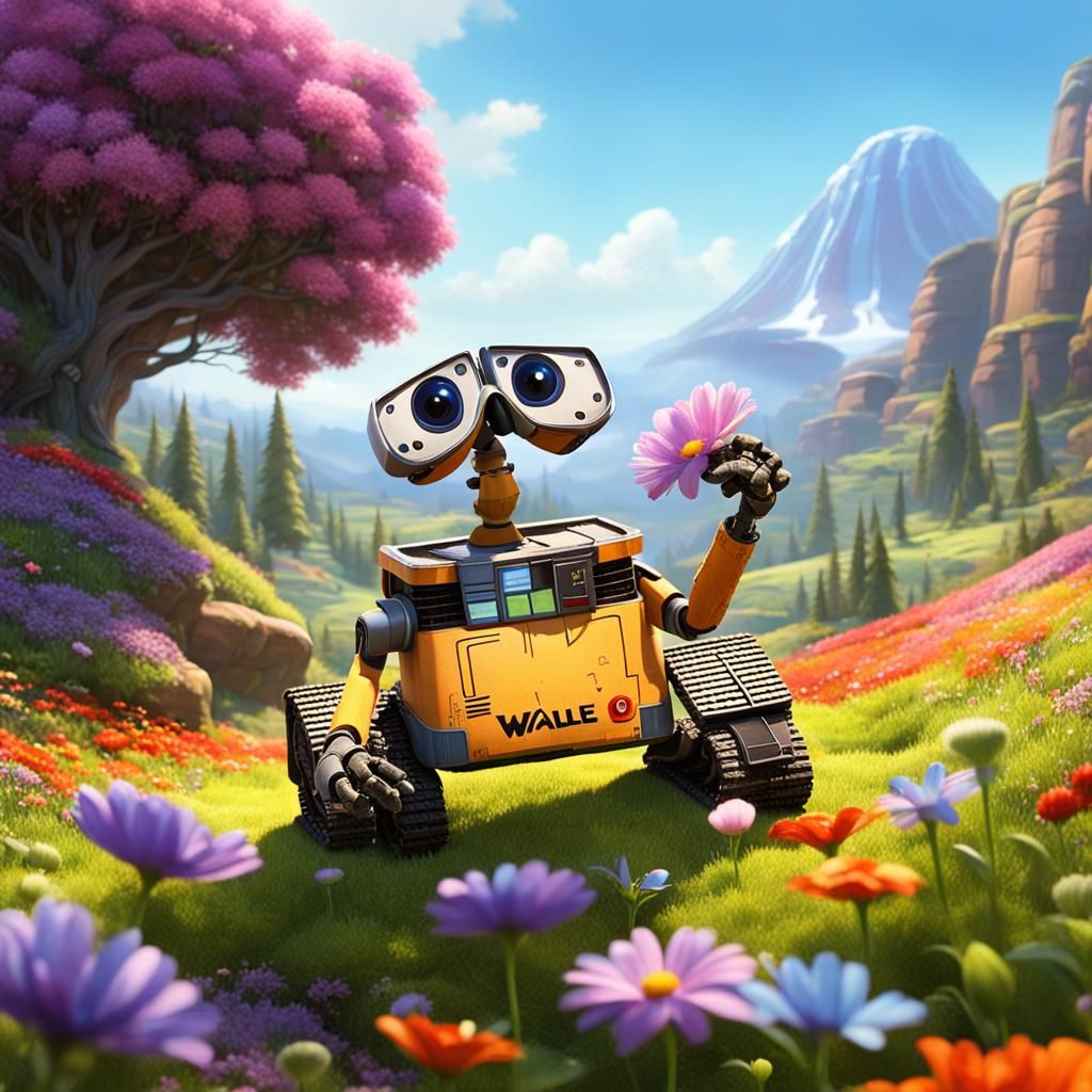 Wall-E Smelling a Flower in Valley