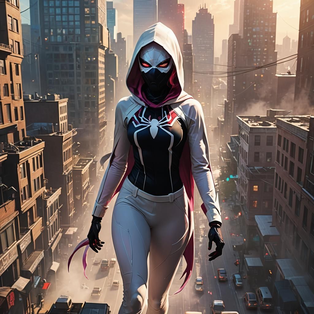 Spider Gwen as Colossal Giant Woman in City