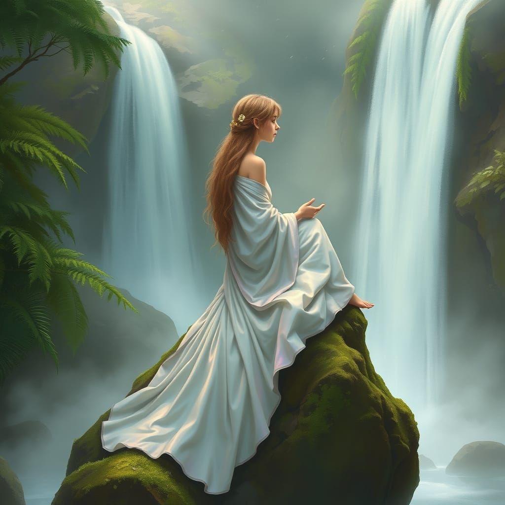 Ethereal Goddess of Nature in Dreamy Landscape