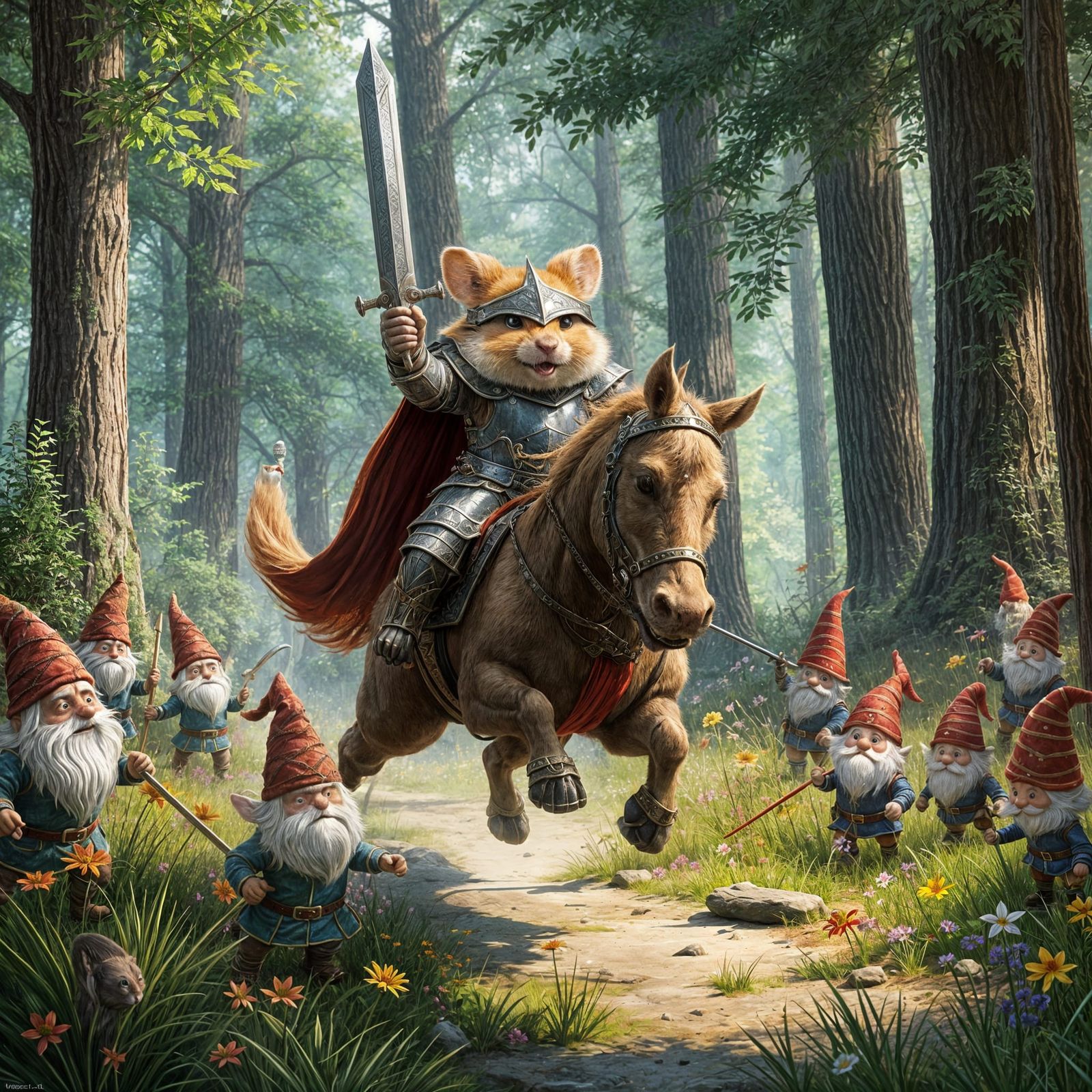 Brave Hamster Knight Charging into Battle