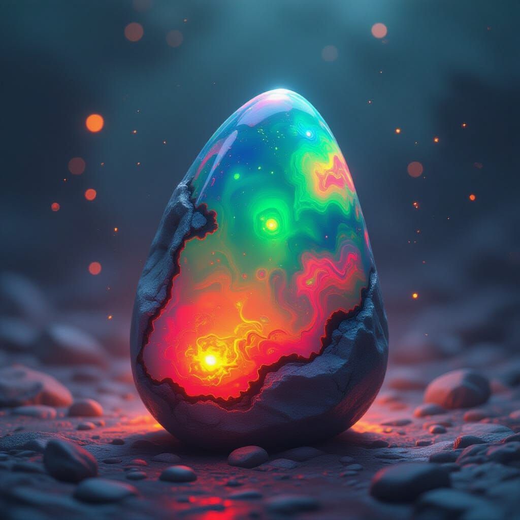 Vibrant Bleeding Opal Stone in Digital Art Style