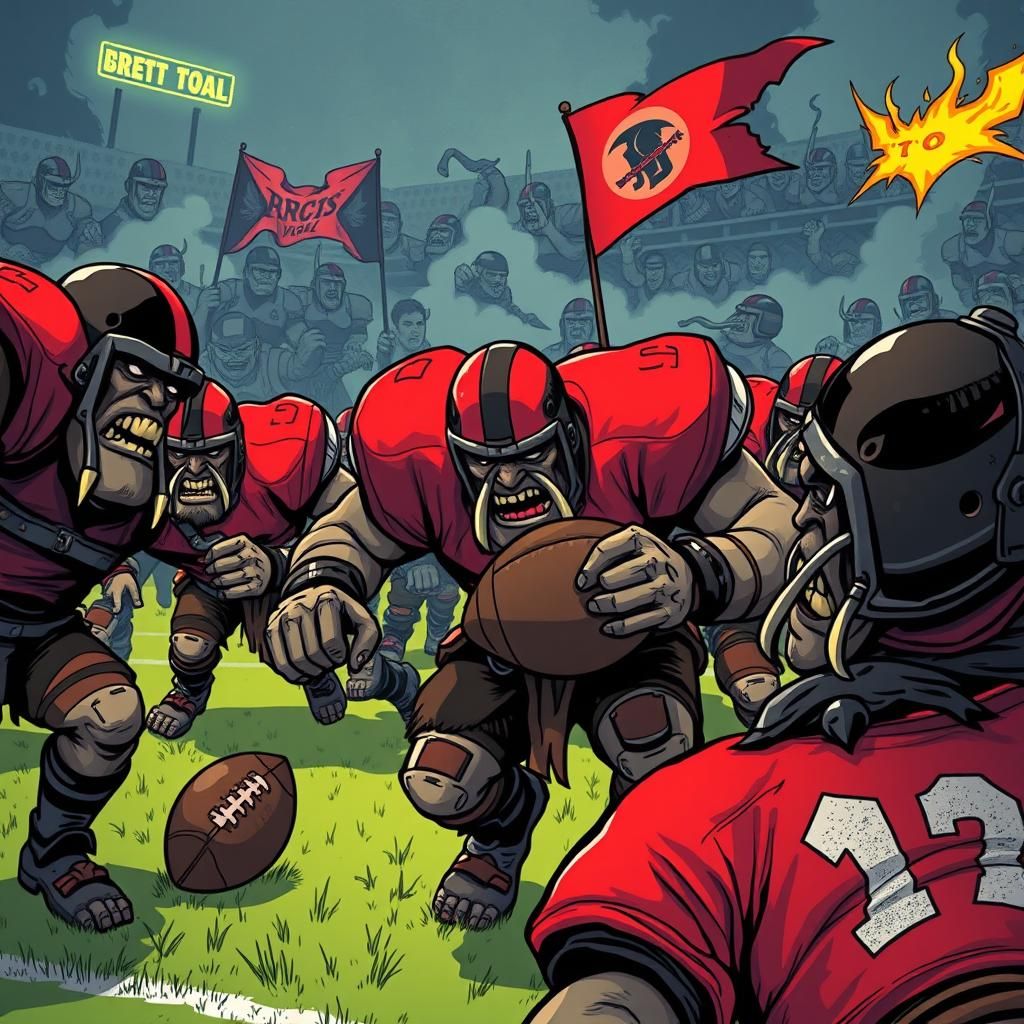 Orcs Play Blood Bowl in Gothic Horror Style