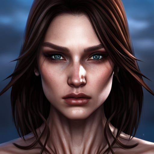 Girl with Wolf Cut: Detailed Matte Painting