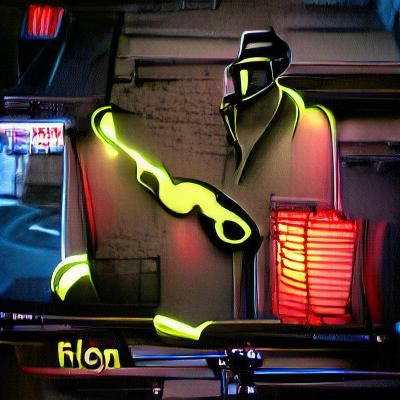 Film Noir Scene with Glowing Neon Lights