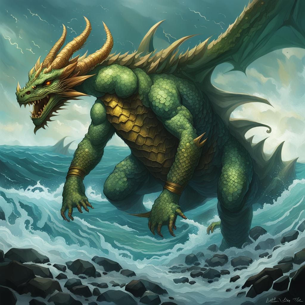 Majestic Water Dragon Commands a Storm