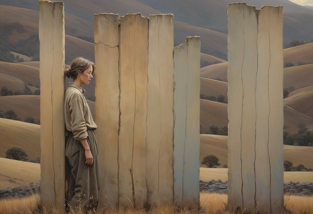 Mysterious Figure in a Rural Landscape