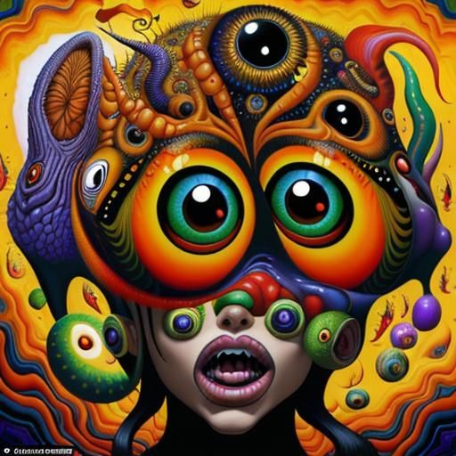 Surreal Creatures with Piercing Eyes in Oil Painting