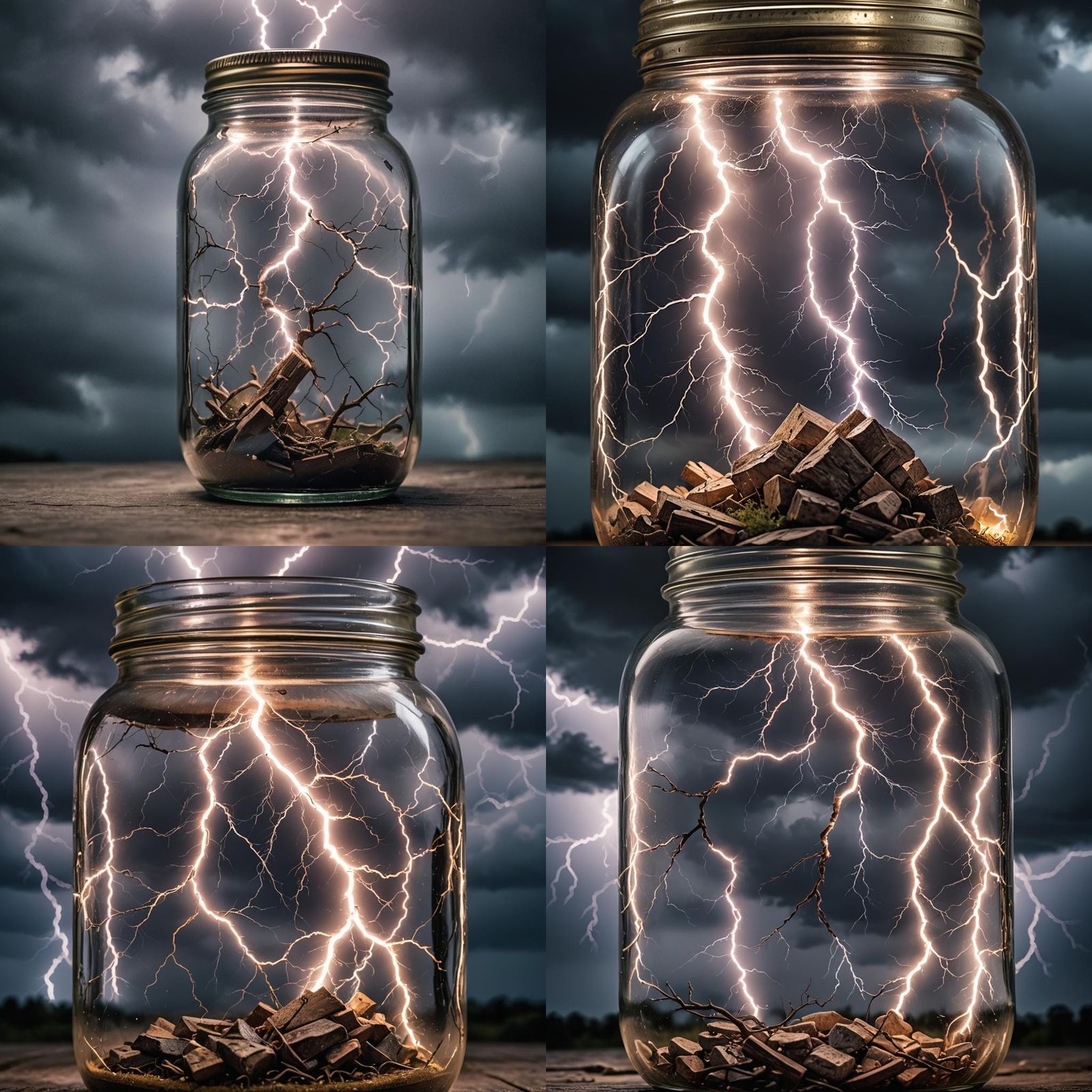 Lightning Captured in a Jar: Hyperrealistic Image