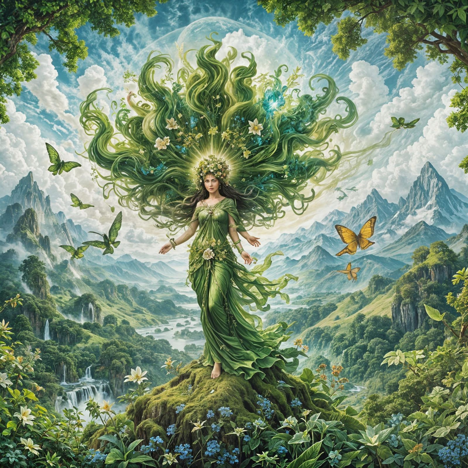 Mother Gaia Portrait in Green Hues