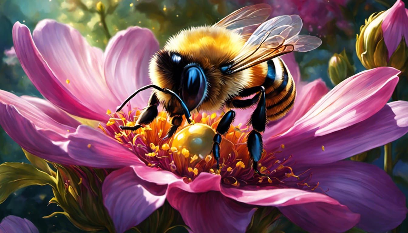 Beautiful intricate Bee gathering honey -1684 ... ........ G...