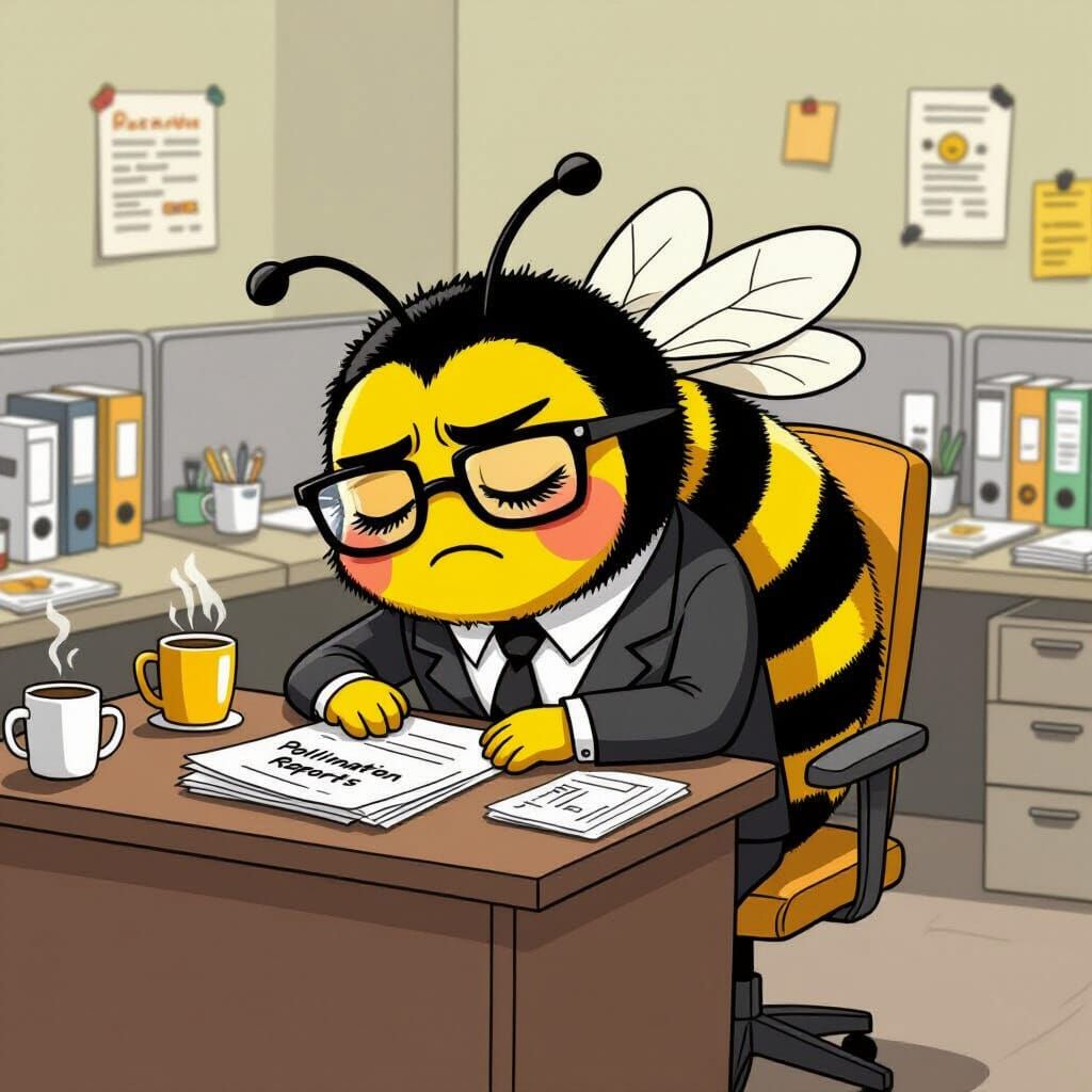 Cartoon Bee's Grumpy Office Life, Adventure Time Style