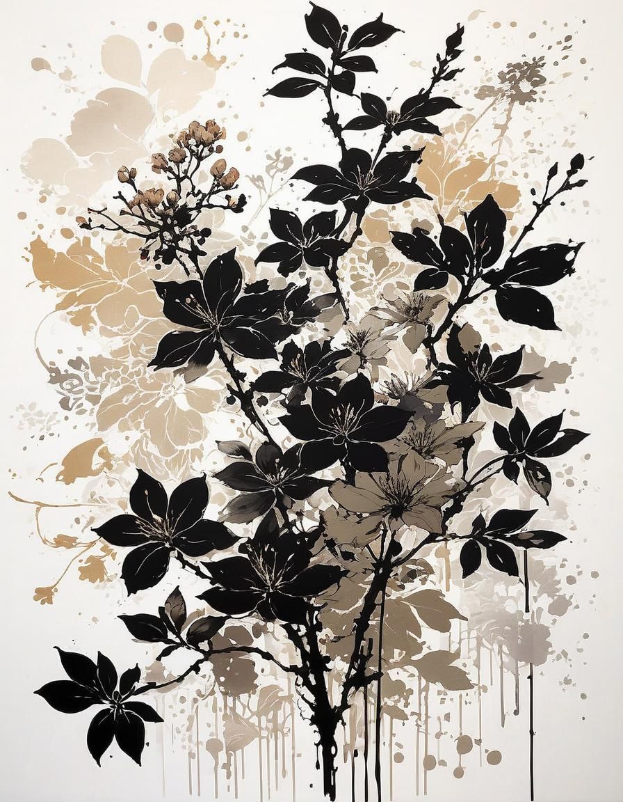 Botanical Pixel Art with Intricate Details