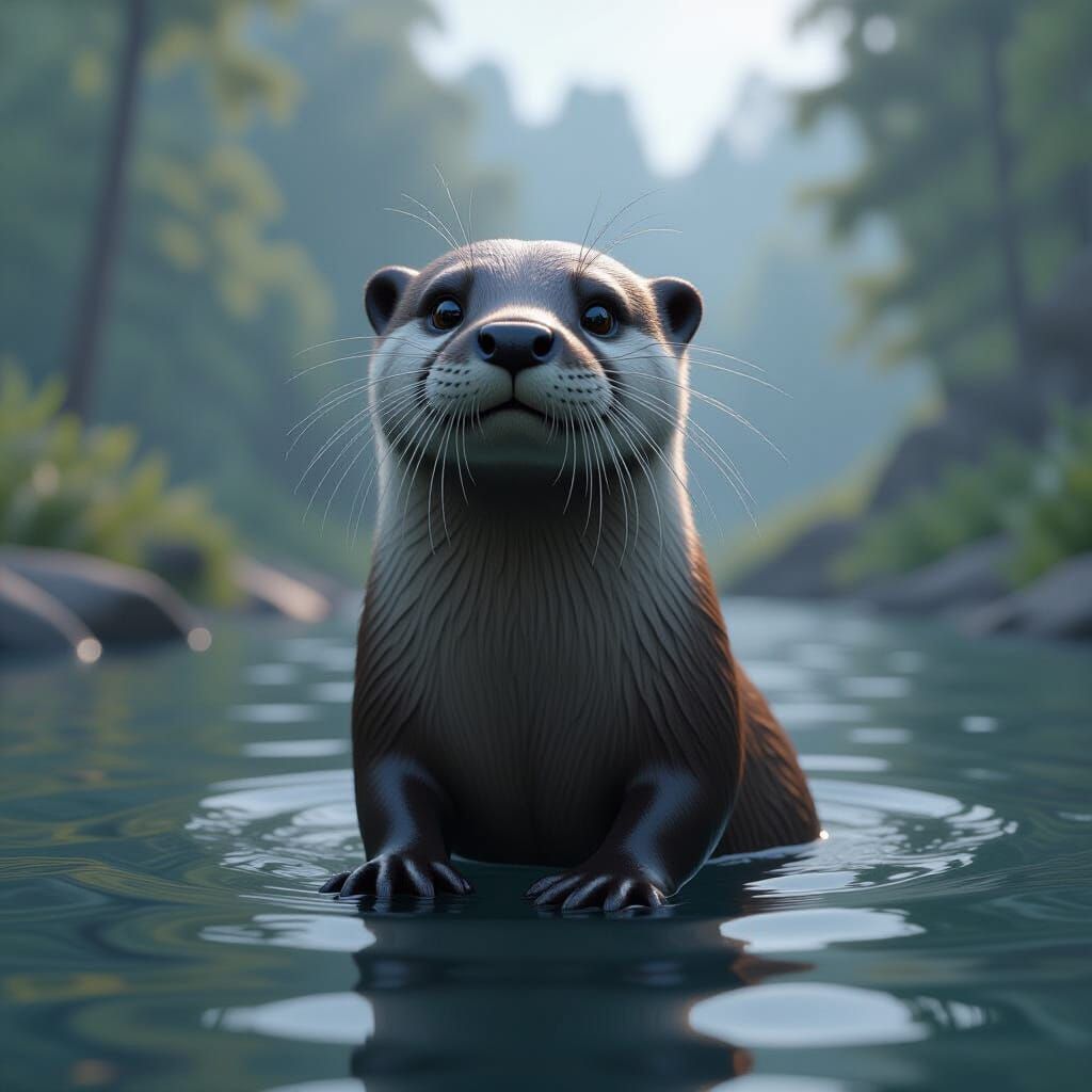 Epic 3D Otter in Dynamic Lighting