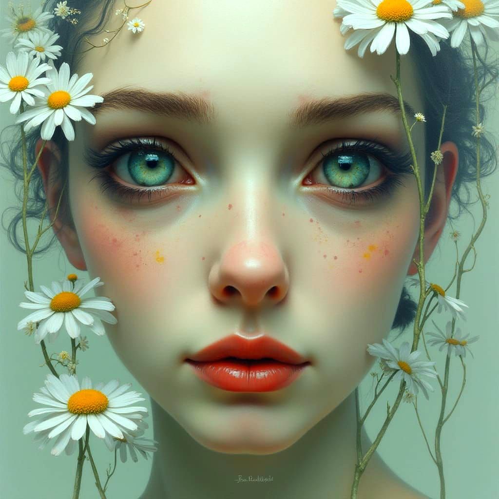 Sorrowful Eyes Reflecting Light in the Night