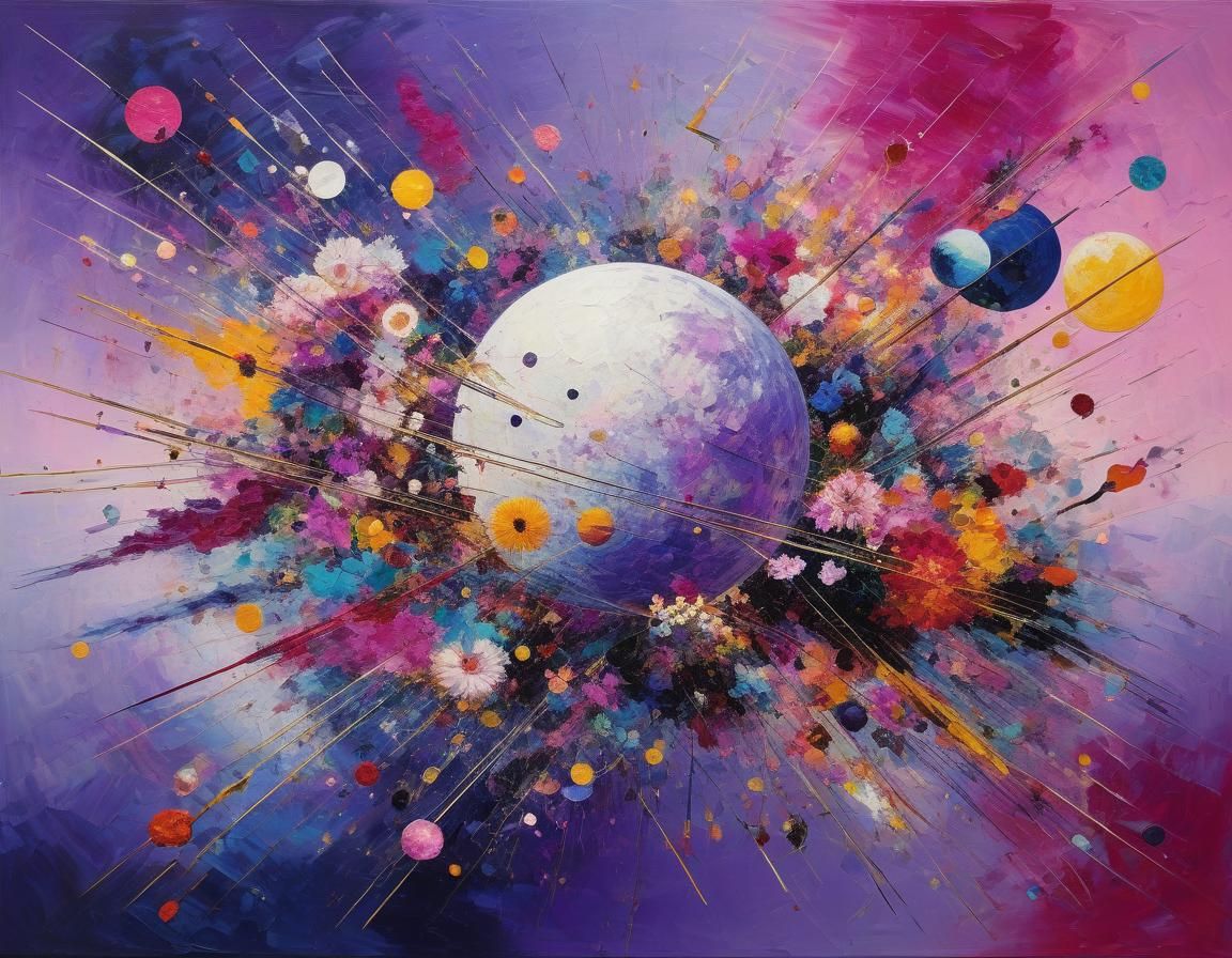 Ethereal Abstract Floral Art in Acrylic Style