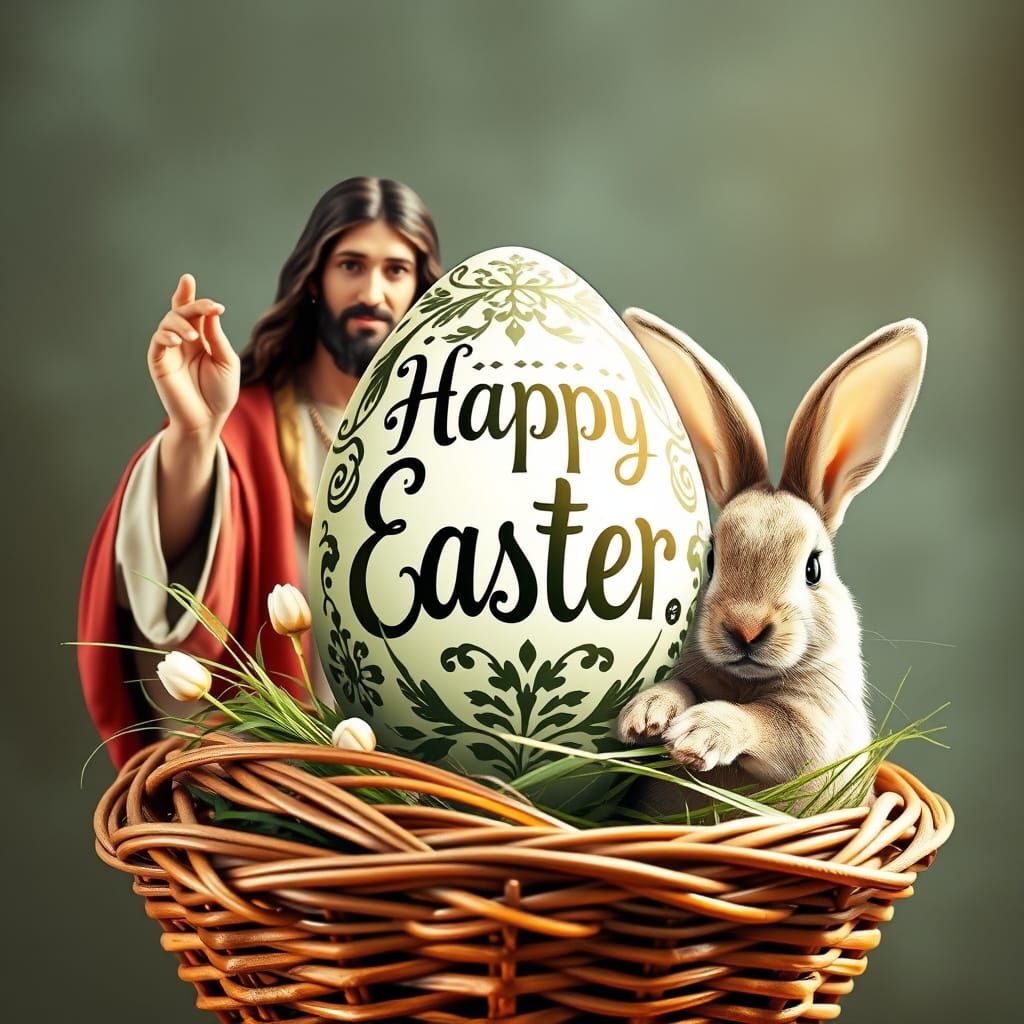 Orthodox Easter Bunny Jesus Christ Creative Logo Design