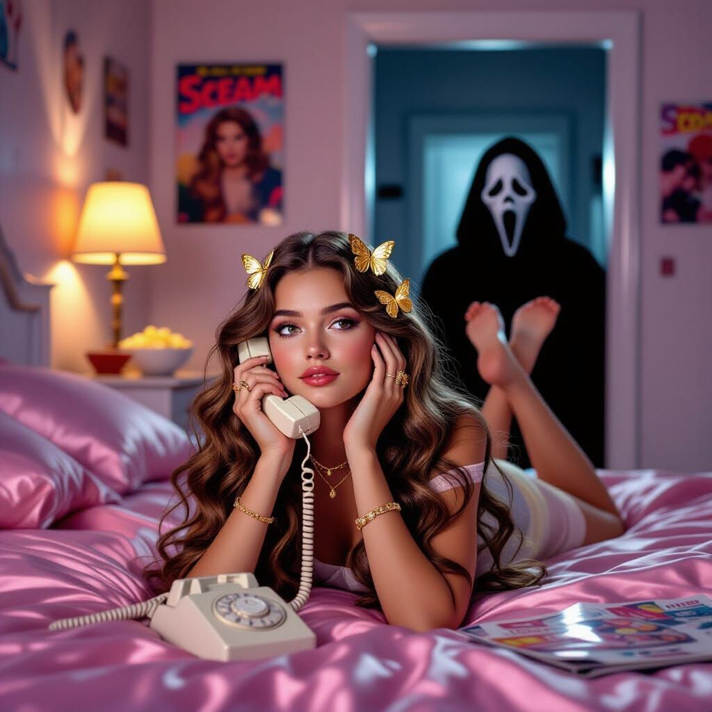 Y2K Dream Portrait With Ghostface Killer Surprise