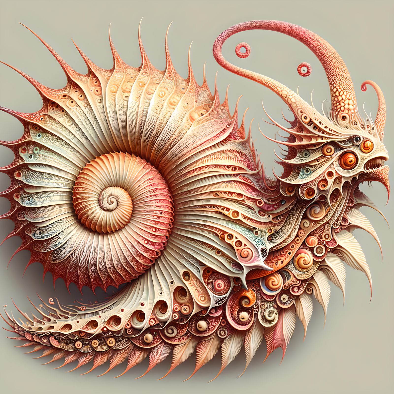 Fantastical Snail Creature in Elaborate Digital Rendering