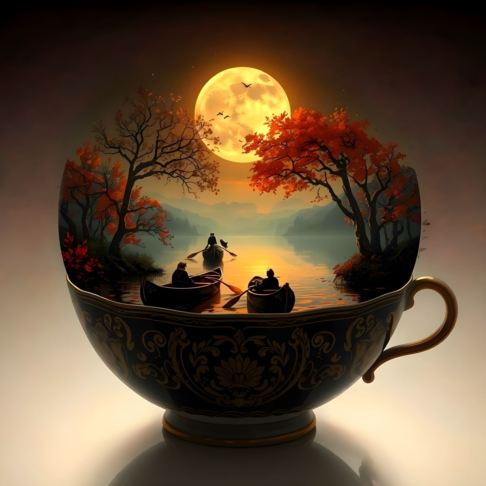 Vibrant Maple Trees in Autumn Forest