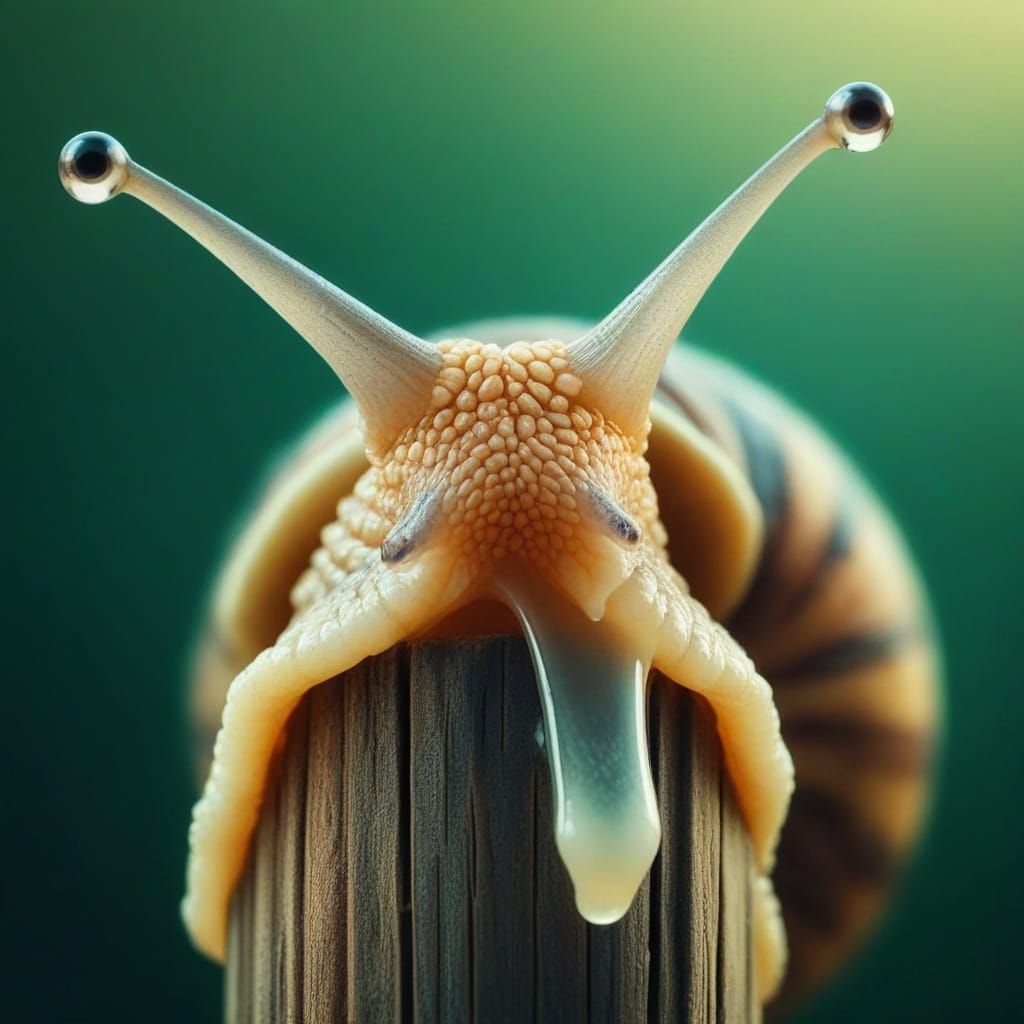 Snail's Epic Flagpole Adventure: Close-up Photograph