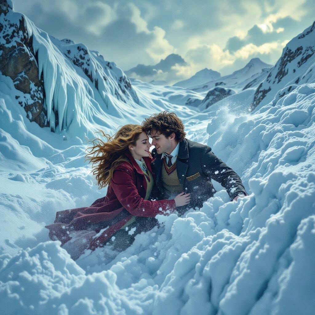 Hermione and Ron in a Dali-esque Avalanche