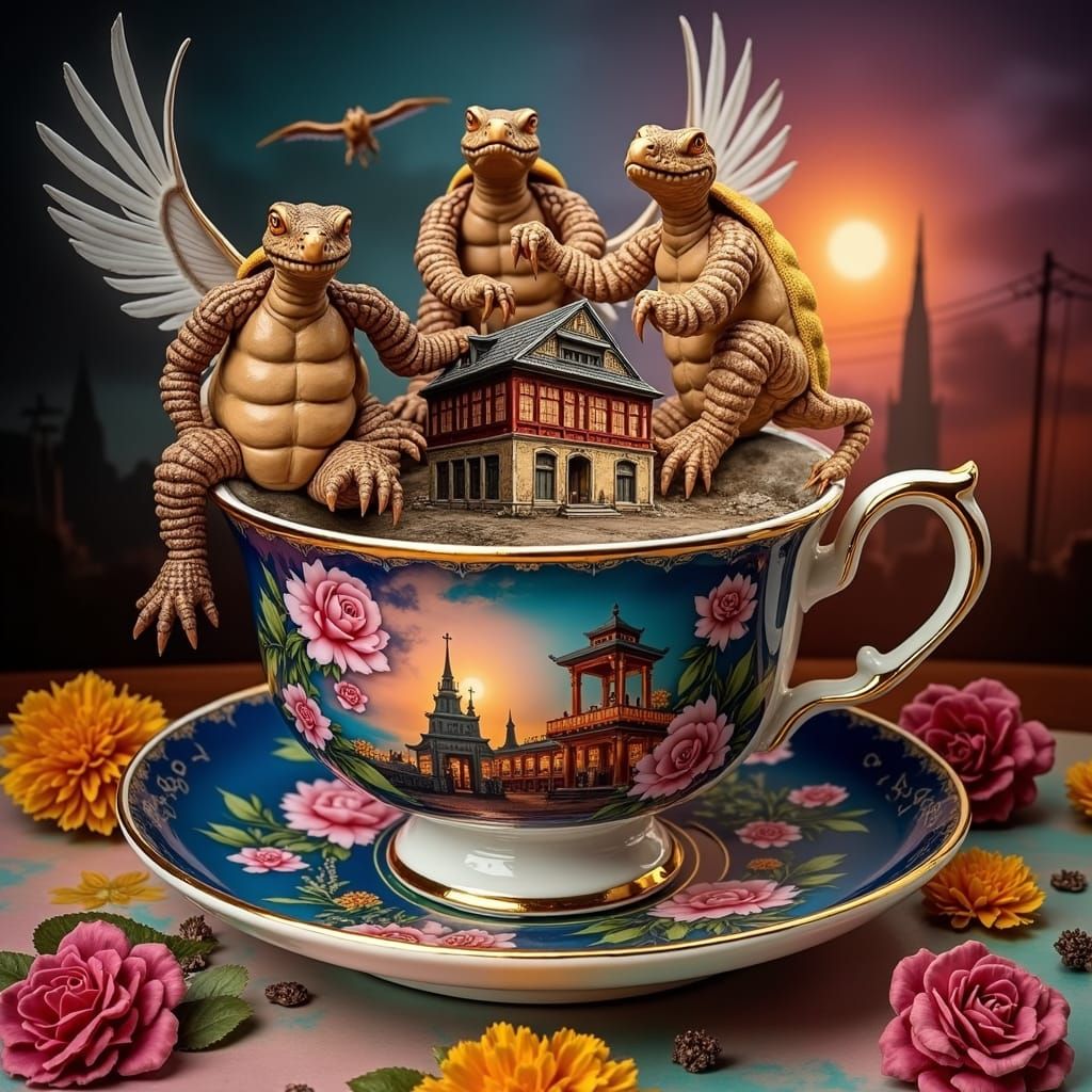 Surreal Terrapins in Bioluminescent Teacup: Giger, Lovecraft...