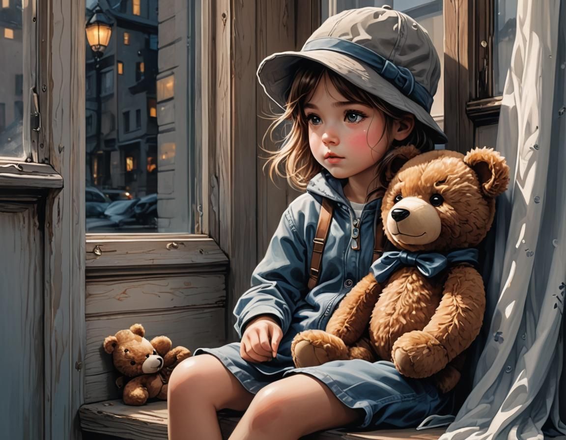 The girl and her teddy bear.   3