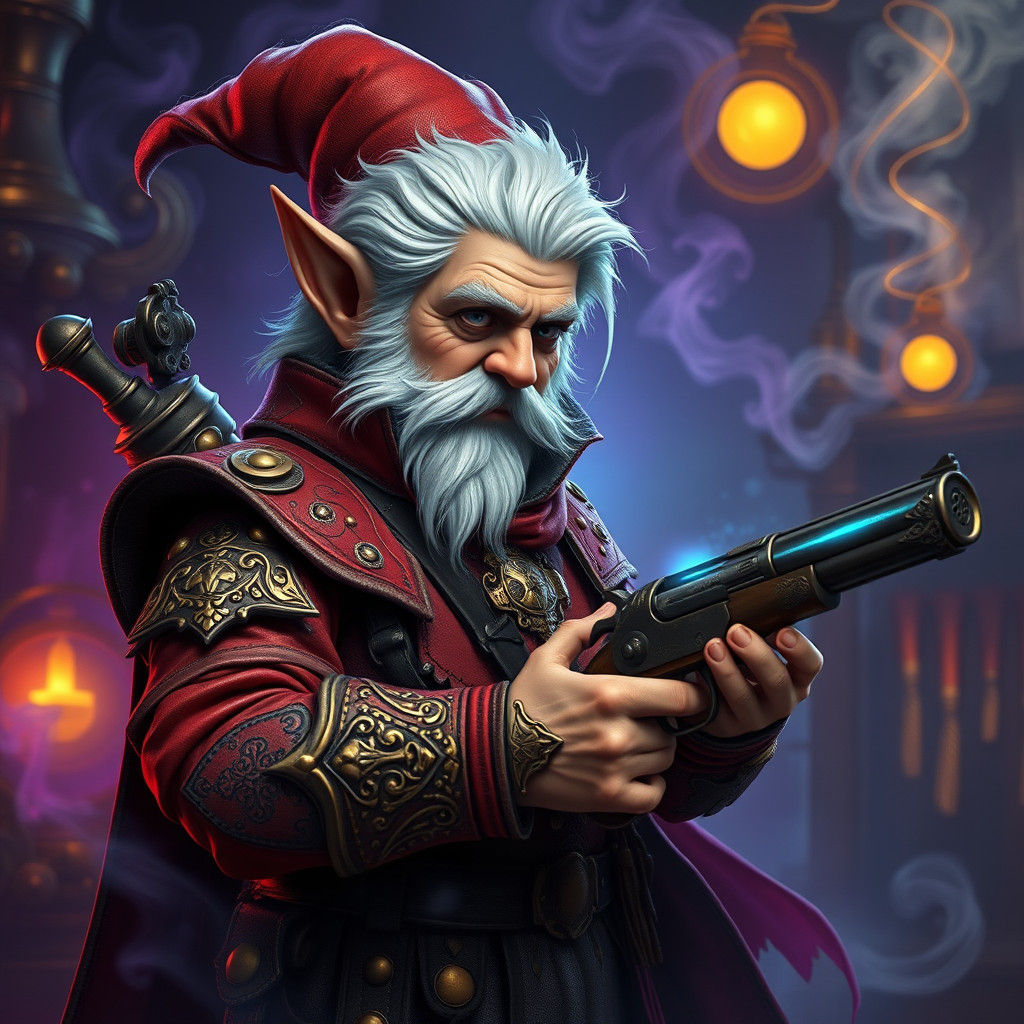 Gnome Artificer in Ornate Armor, Art Nouveau Style