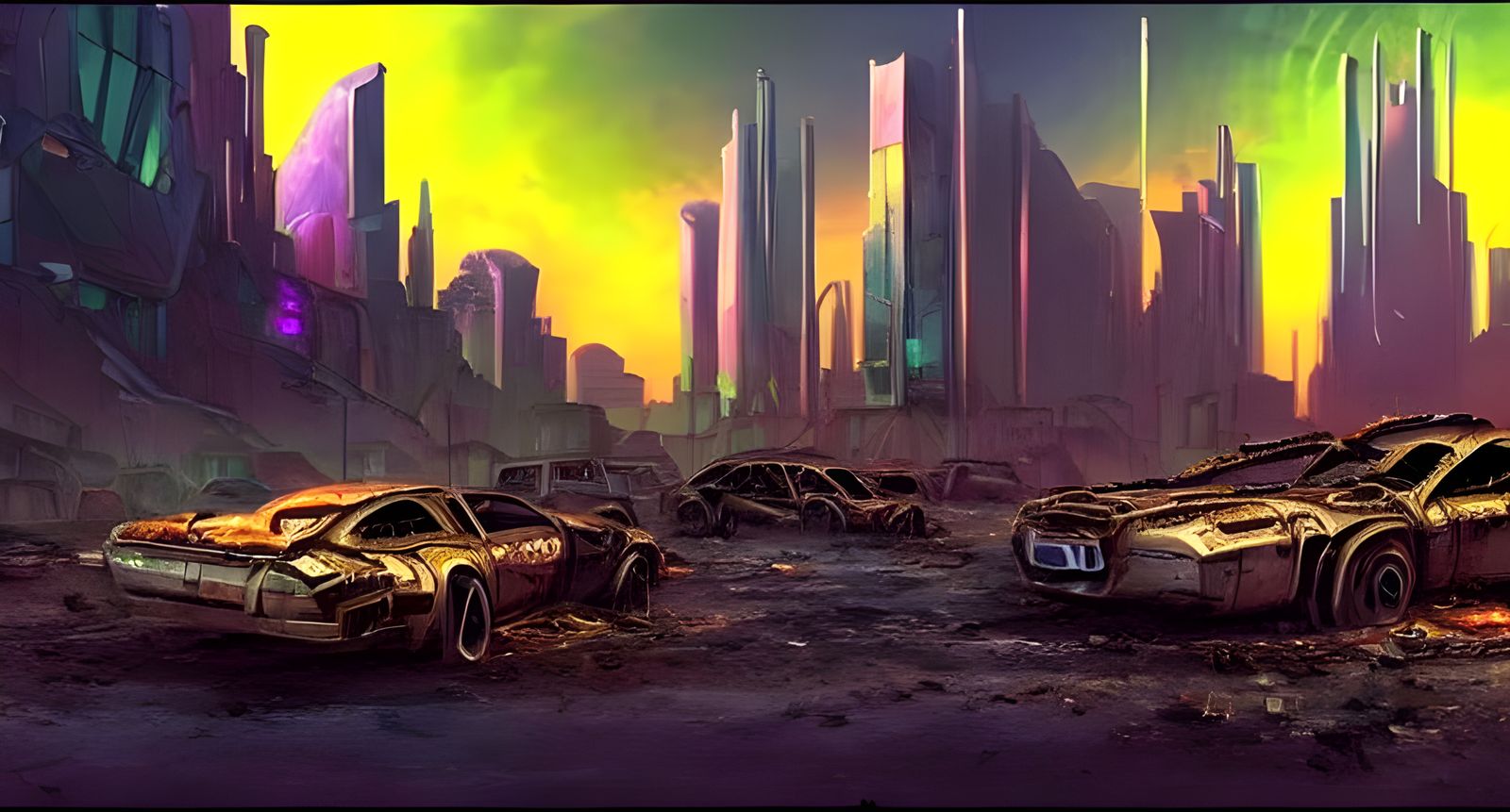 Post-Apocalyptic Cybernetic City at Night