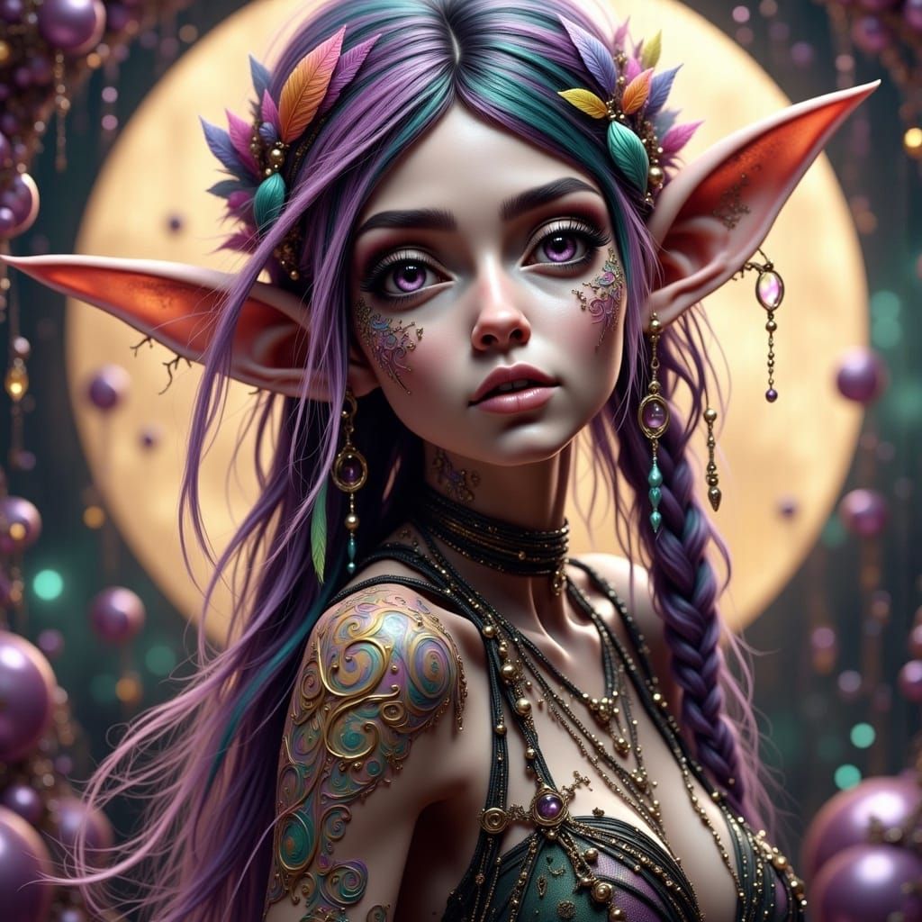 Fantasy Elf with Magical Rune Tattoos