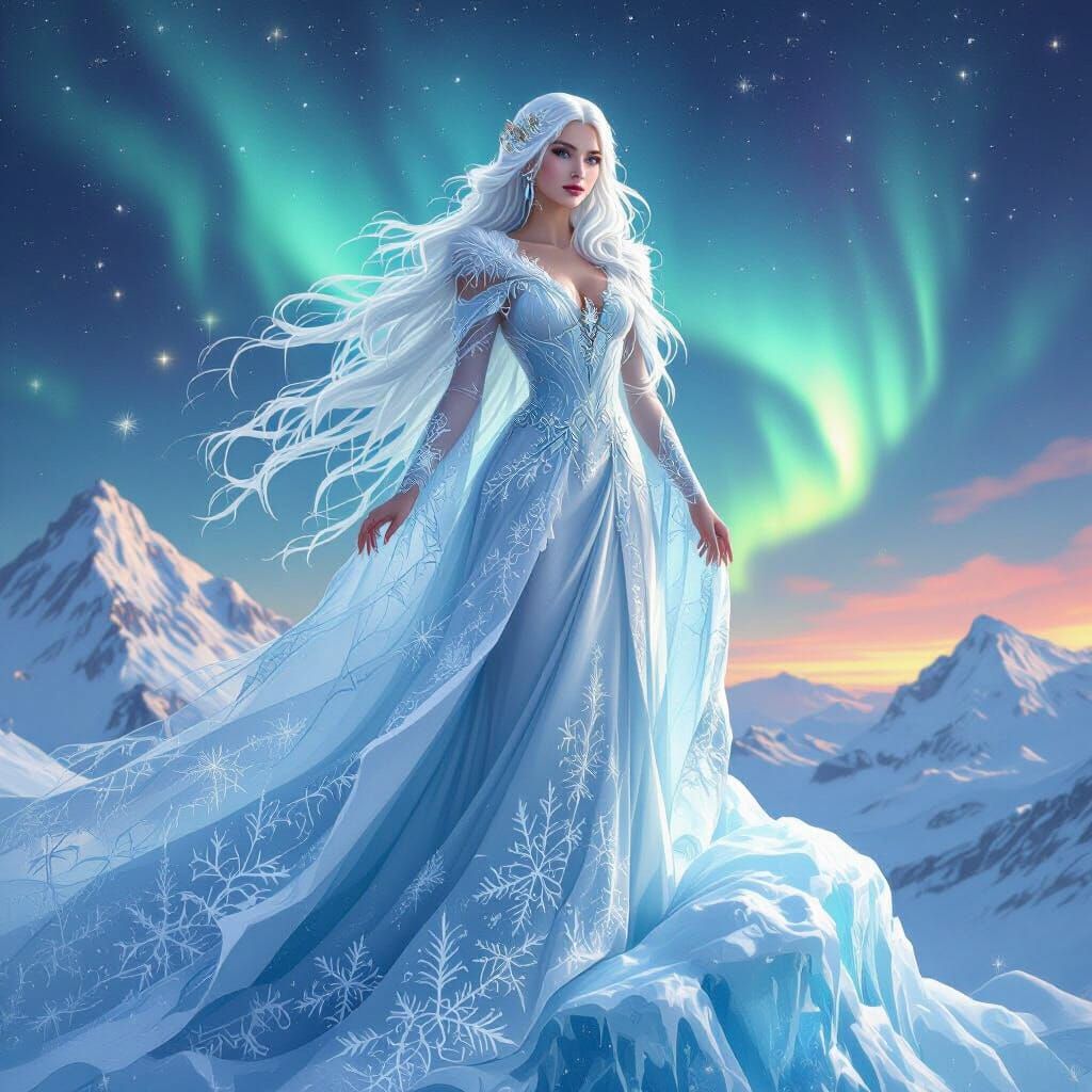 Regal Ice Queen Art Nouveau Digital Painting