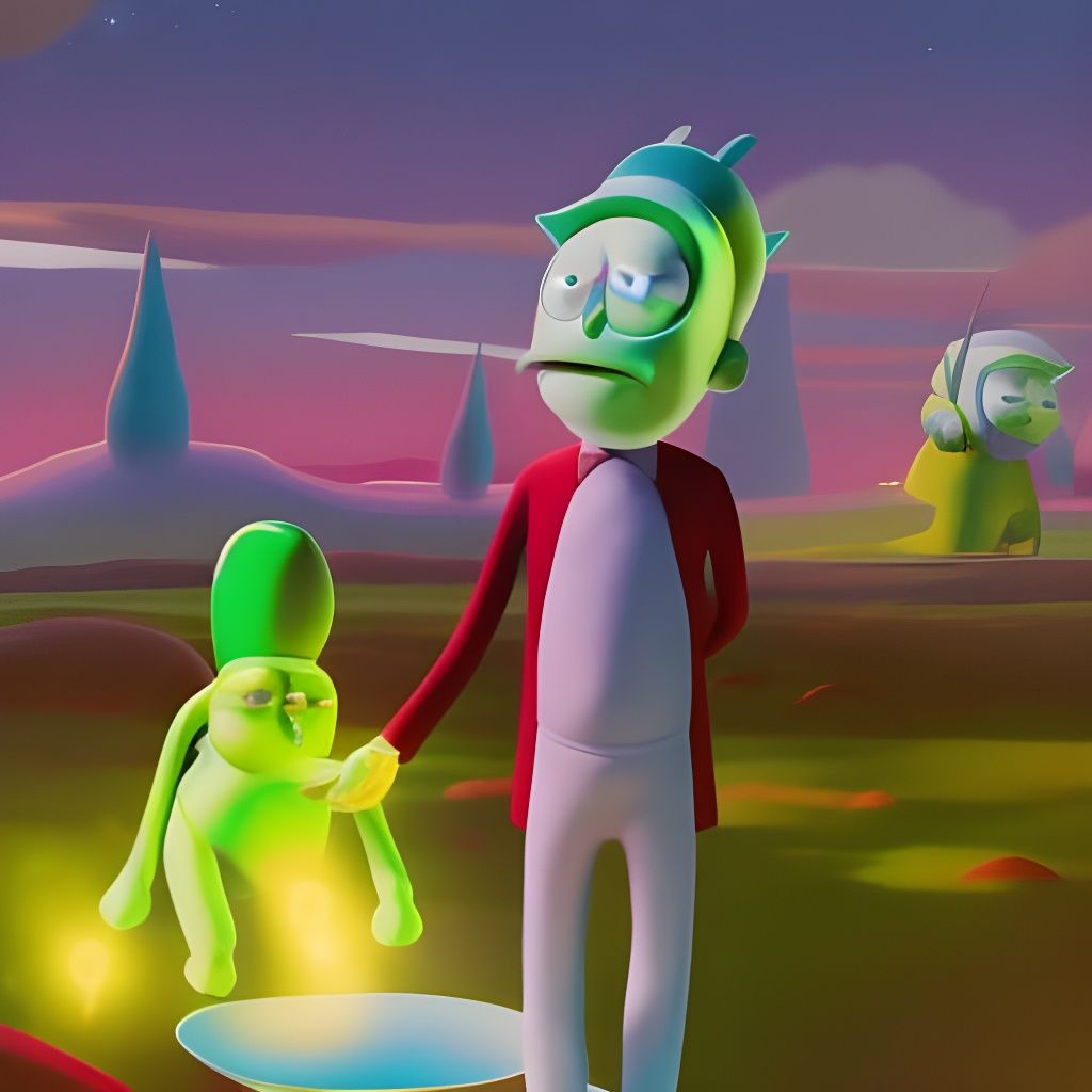 Mr. Bean as Teletubby in Rick and Morty Style