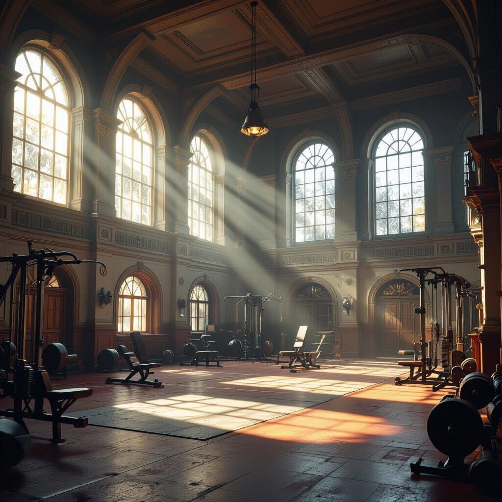 Ethereal Light Fills Vintage Gymnasium