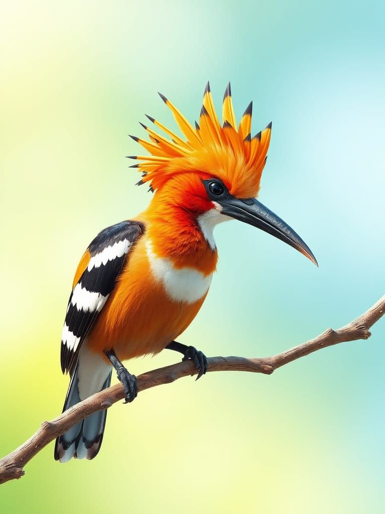 Royal Eusasian Hoopoe-Dragon Bird on Branch.🌾