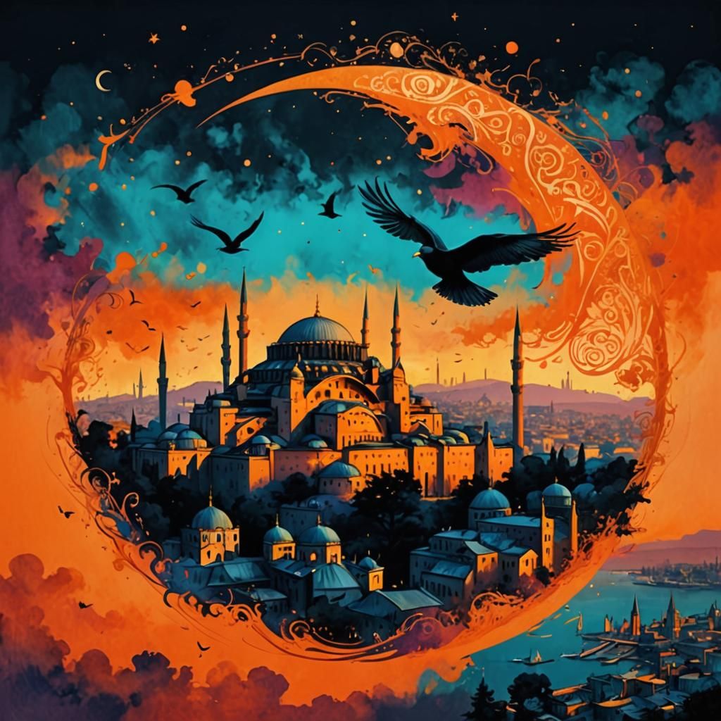 Istanbul Skyline: Hagia Sophia as Whimsical Bird