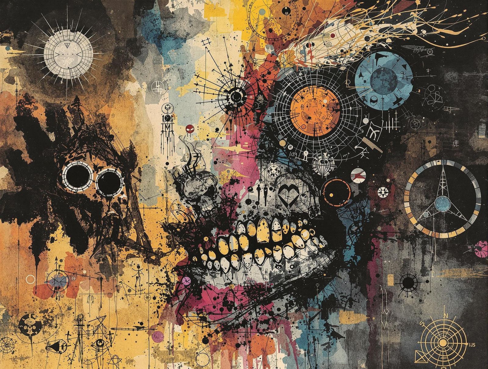 Abstract Biker Culture Art with Mythical Elements