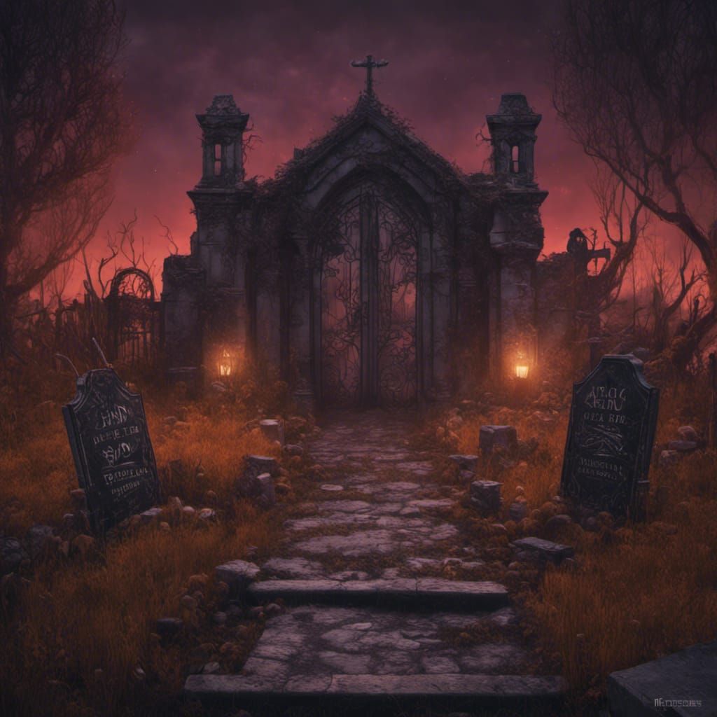 Dead End Sign in Graveyard: Fantasy Concept Art