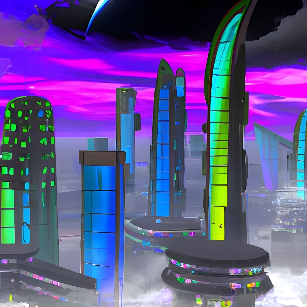Colorful Sci-Fi City in the Clouds